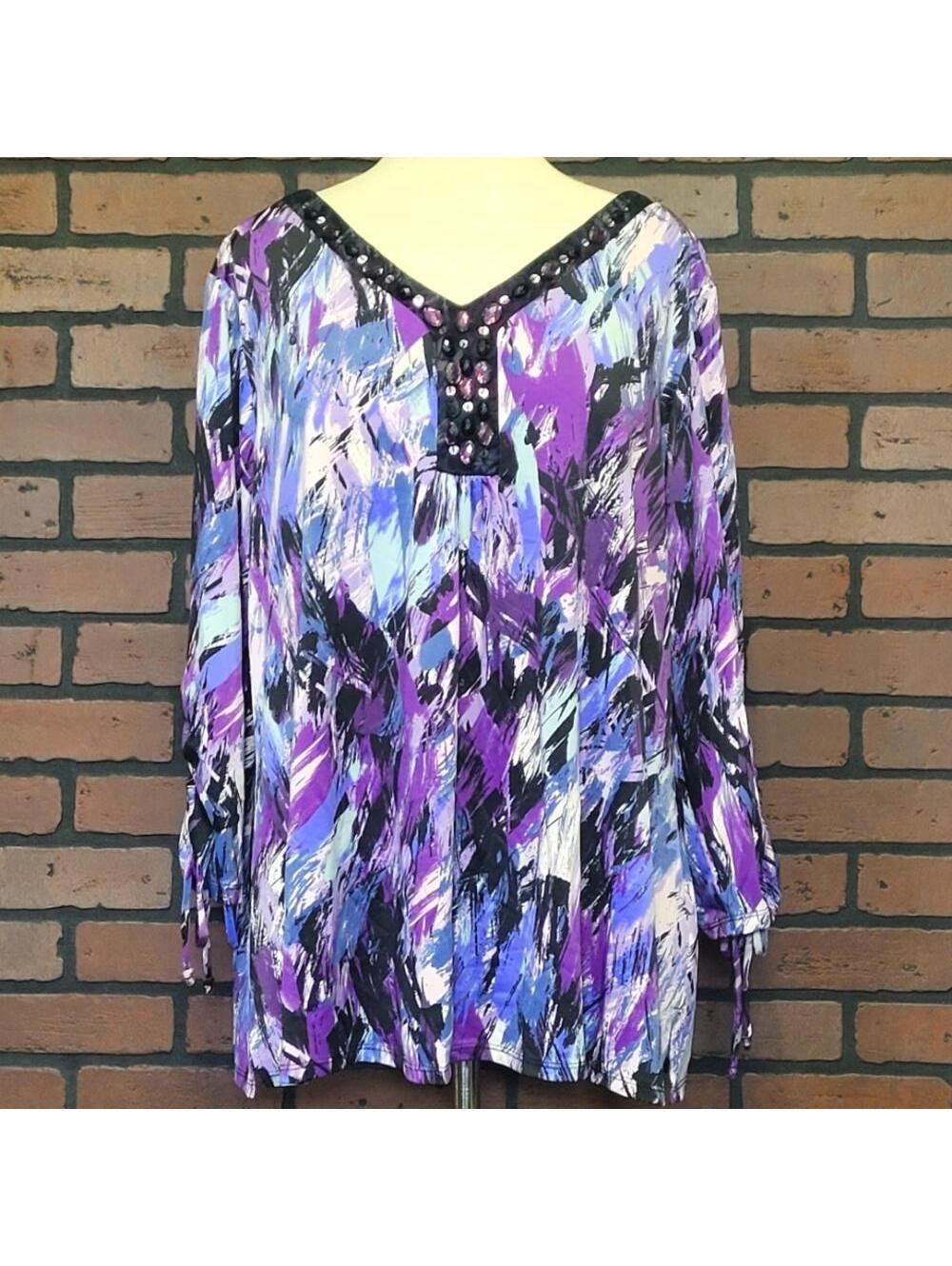 Avenue Purple Embellished Blouse Plus Size 18 20